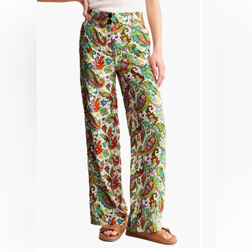 Boden Westbourne Wide Leg Linen Trousers Funky, Fun, vacation pants. US 12L
